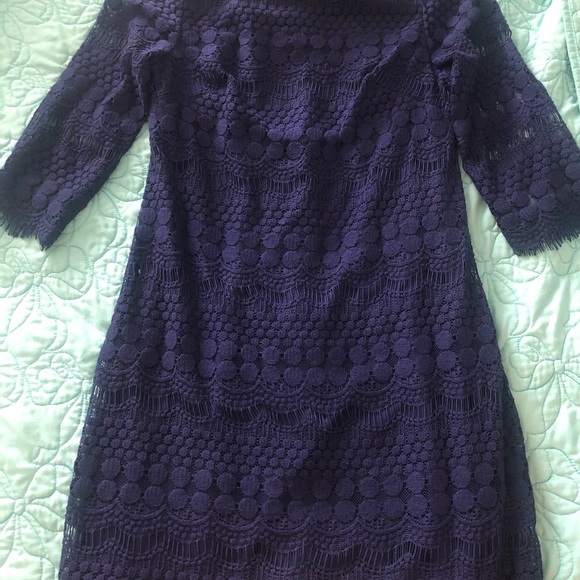 Eliza J Quarter Sleeve Lace Dress (Sold in Purple) - Picture 3 of 6